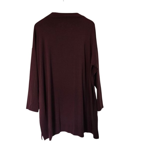 Eileen Fisher Women's Jersey Mock Burgundy Maroon Turtle Neck Tunic Size 1X - Picture 2 of 4